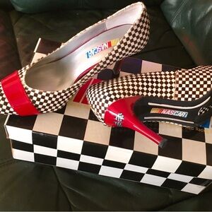 Nascar Women's Red and Checkered Heels